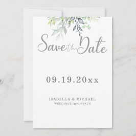 植物のカリグラフィー結婚式のSave the Date セーブザデート