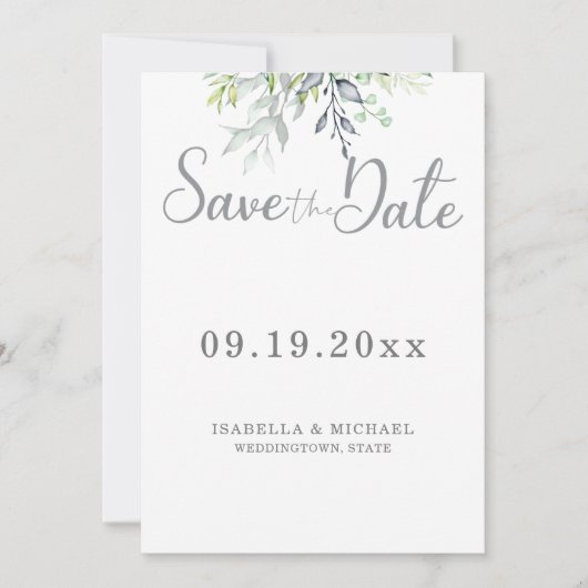 植物のカリグラフィー結婚式のSave the Date セーブザデート (正面)