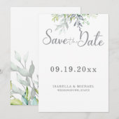 植物のカリグラフィー結婚式のSave the Date セーブザデート (正面/裏面)