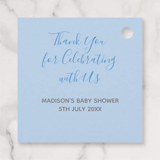 植物のギフトブルー赤ちゃんシャワーを私が成長するのを見る フェイバータグ (裏面)