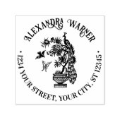 植物のクジャク蝶の鳥の名前アドレス セルフインキングスタンプ (デザイン)