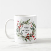 植物のクリスマスリース  おばあちゃんへのプレゼント コーヒーマグカップ (左)