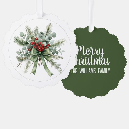 植物のクリスマスリース オーナメントカード (正面/裏面)