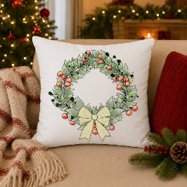 植物のクリスマスリース クッション