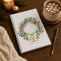 植物のクリスマスリース ハードカバージャーナル