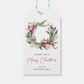 植物のクリスマスリース メリークリスマス ギフトタグ (正面)