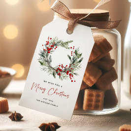 植物のクリスマスリース メリークリスマス ギフトタグ