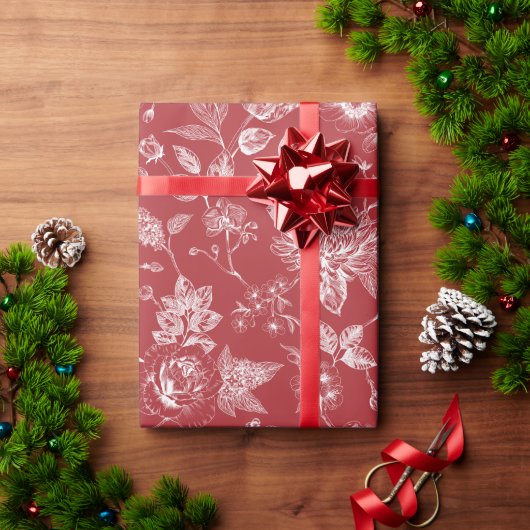 植物のクリスマス ラッピングペーパー (クリスマスギフト)