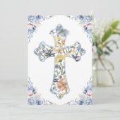 植物のクロスを使った初めての聖体拝領の招待状 招待状 (スタンド正面)