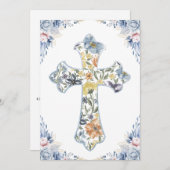 植物のクロスを使った初めての聖体拝領の招待状 招待状 (正面/裏面)