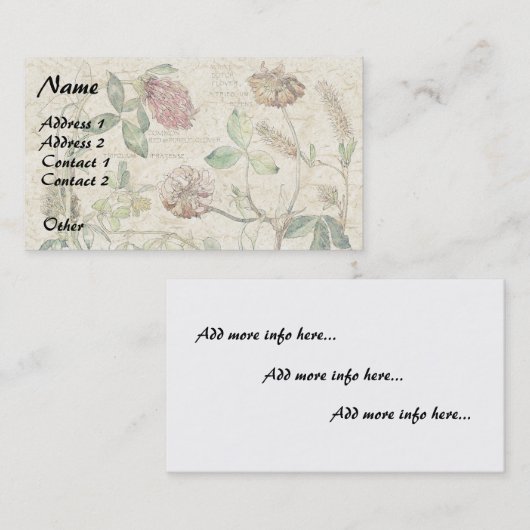 植物のクローバーの野生の花によっては名刺が開花します 名刺 (正面/裏面)