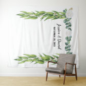 植物のグリーンが美しい葉のアーチの結婚式用背景 タペストリー (インサイチュ(横))