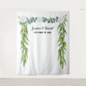 植物のグリーンが美しい葉のアーチの結婚式用背景 タペストリー (正面)