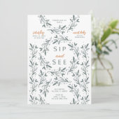 植物のグリーンが美しいSip+and+See招待状 招待状 (スタンド正面)