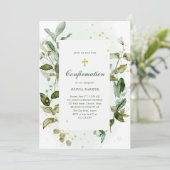 植物のグリーンとゴールドのクロス確認 招待状 (スタンド正面)