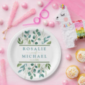 植物のグリーンのカスタムネーム ペーパープレート (パーティー)