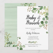 植物のグリーンベイビーブランチシャワー招待状 招待状 (正面/裏面)