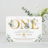 植物のグリーンボーイ 1歳の誕生日パーティー 招待状 (スタンド正面)