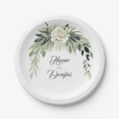 植物のグリーンリース ヴィンテージ水彩 ペーパープレート (正面)