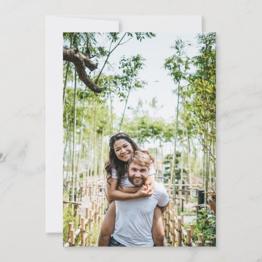 植物のグリーンリーフの写真を使ったSave the Date セーブザデート (裏面)