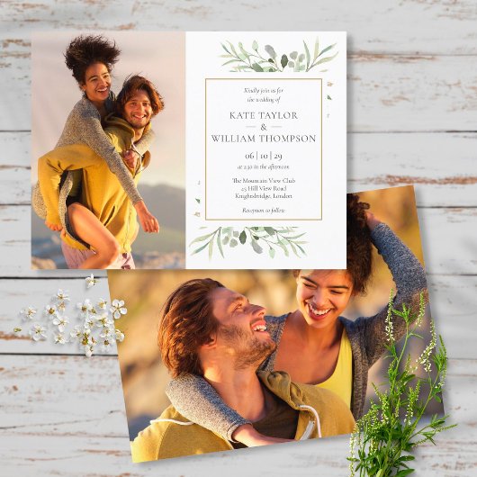 植物のグリーン写真 ウェディング インビテーションポストカード