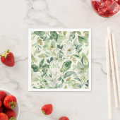 植物のグリーン水彩花リーフ自然 スタンダードカクテルナプキン (インサイチュ)