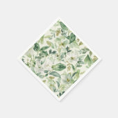 植物のグリーン水彩花リーフ自然 スタンダードカクテルナプキン (角)
