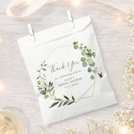 植物のグリーン ウェディングシャワーのお土産袋 フェイバーバッグ (クリップ留めされた状態)
