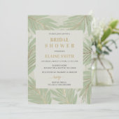 植物のグリーン ゴールド モダン ブライダル シャワー 招待状 (スタンド正面)
