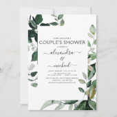植物のグリーン シャワーのカップル 招待状 (正面)