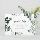 植物のグリーン フラワー 水彩 結婚式の節約 セーブザデート (スタンド正面)