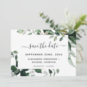 植物のグリーン フリージア 水彩 結婚式の節約 セーブザデート (スタンド正面)