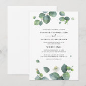 植物のグリーン ユーカリの葉 ウェディング 招待状 (正面/裏面)