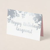 植物のグリーン ローズ 誕生日 リアル フォイル カード (正面)