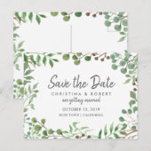 植物のグリーン | 葉 | セーブ・ザ・デート 案内ポストカード (正面/裏面)