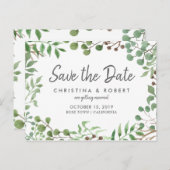植物のグリーン | 葉 | Save The Date 案内ポストカード (正面/裏面)