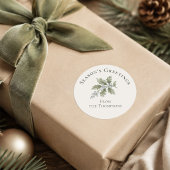 植物のグリーン Christmas Season's Greetings ラウンドシール