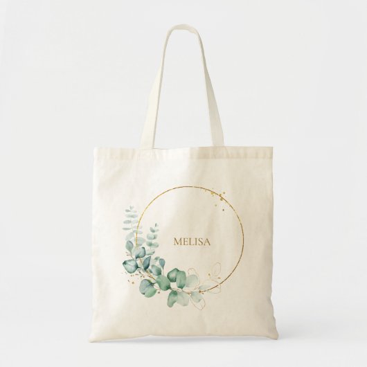 植物のゴールドグリーン ユーカリ トートバッグ (正面)
