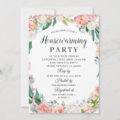 植物のサンゴの花の新しい家のパーティーの写真 招待状 (裏面)