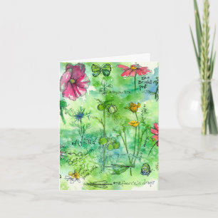 植物のスケッチブックの水彩画の花は感謝していしています サンキューカード