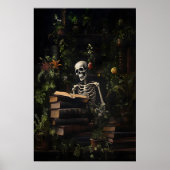 植物のスケルトン図書館プリント ダークアカデミア ポスター (正面)
