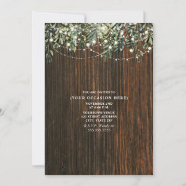 植物のストリングライト　ラスティックウッドパーティー 招待状