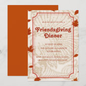 植物のテラコッタ色のトーン  友人の感謝祭 招待状 (正面/裏面)