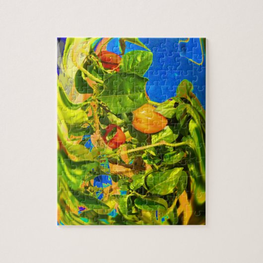 植物のトリップ（幻覚体験）のようなな写真のHabaneroのコショウ ジグソーパズル (縦)