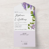 植物のハンギングパープル藤の結婚式 オールインワン招待状 (内側)