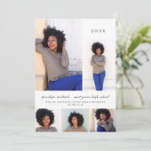 植物のバラ色の写真コラージュ 卒業パーティー 招待状 (スタンド正面)