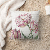 植物のピンクおよび白いチューリップのイラストレーション クッション (ブランケット)