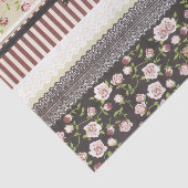 植物のピンクのバラの花のヴィンテージのフランス人のレース 薄葉紙 (詳細)