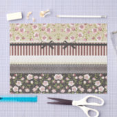 植物のピンクのバラの花のヴィンテージのフランス人のレース 薄葉紙 (クラフト)