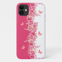 植物のピンクスマホケース iPhone 11 ケース
